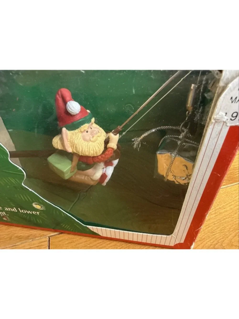 1992 Enchanted Workshop Merry Fishing Elf Animated Christmas Ornament